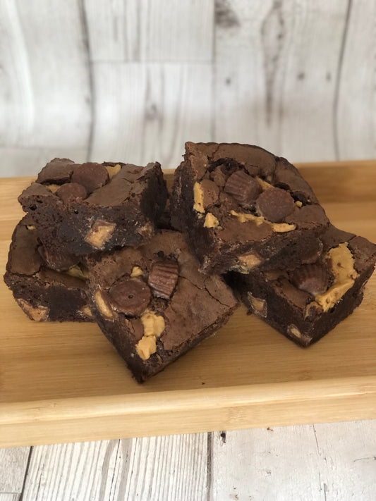 Chunky Homemade Fully Loaded Reeces Cups Peanut Butter Chocolate Brownies