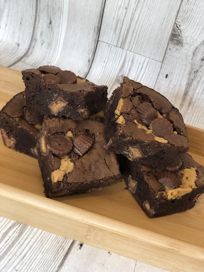 Chunky Homemade Fully Loaded Reeces Cups Peanut Butter Chocolate Brownies