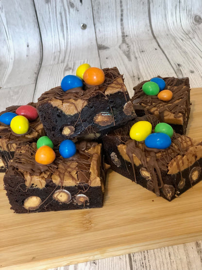 Peanut M & M's and Peanut Butter Fully Loaded Chocolate Brownies