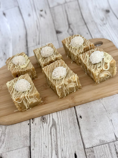 Raffaello Coconut Fully Loaded White Chocolate Chunky Blondies