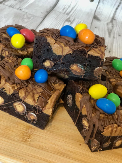 Peanut M & M's and Peanut Butter Fully Loaded Chocolate Brownies