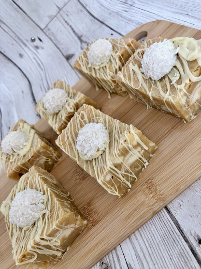Raffaello Coconut Fully Loaded White Chocolate Chunky Blondies