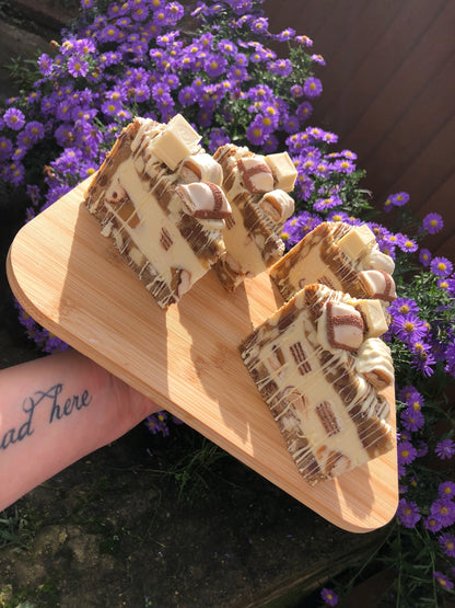 White Chocolate Cookie Pie Slices White Twix, White Kinder Bueno