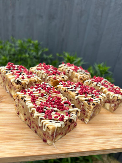 Chunky Lemon & Raspberry White Chocolate Blondies