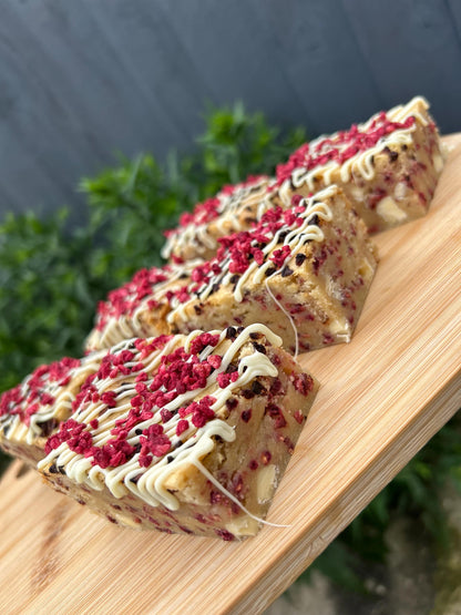 Chunky Lemon & Raspberry White Chocolate Blondies