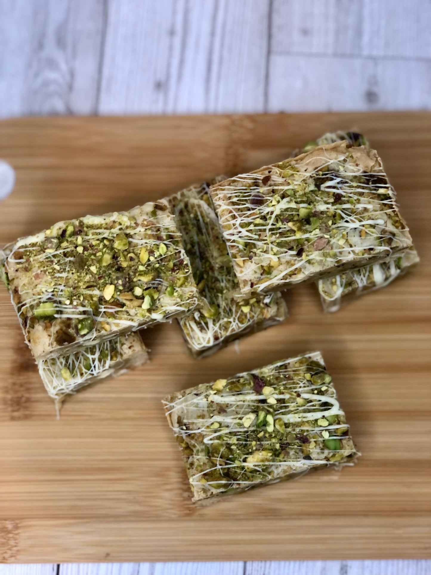 Pistachio & White Chocolate Fully Loaded Chunky Blondies